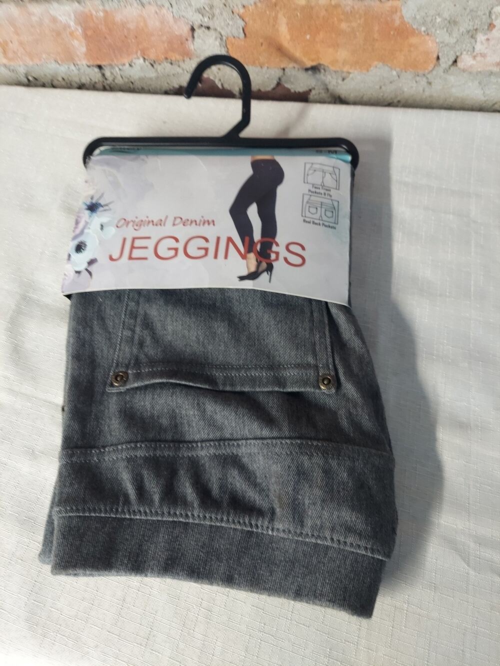 Lildy Womens Original Denim Jeggings S-M Dark Gray Cotton Blend Stretch
